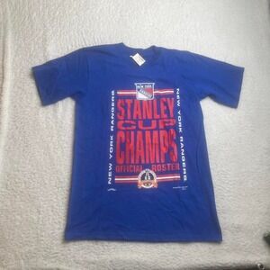 NWT Vintage New York rangers men blue nutmeg mills Stanley cup champion tshirt L